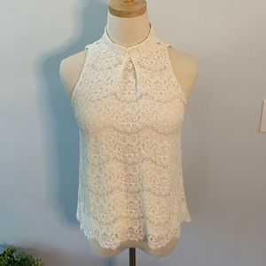 Ivory lace sleeveless blouse